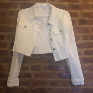 Cropped white jean jacket